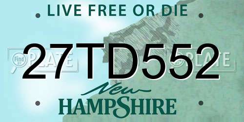 27TD552 New Hampshire License Plate