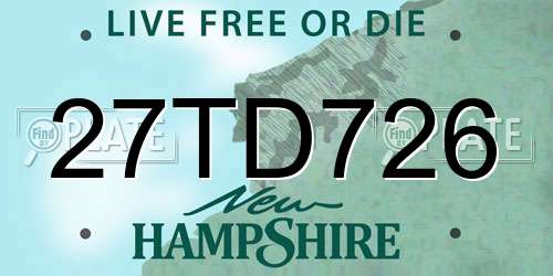 27TD726 New Hampshire License Plate