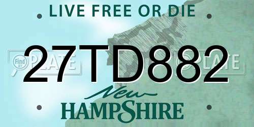 27TD882 New Hampshire License Plate