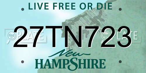 27TN723 New Hampshire License Plate