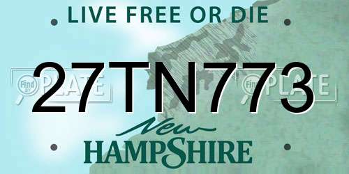 27TN773 New Hampshire License Plate