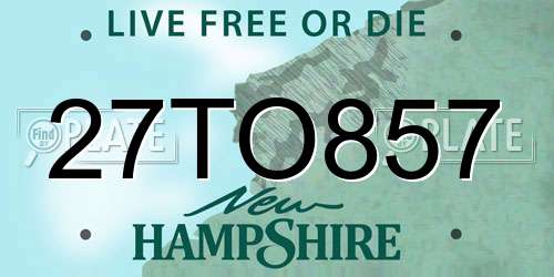 27TO857 New Hampshire License Plate