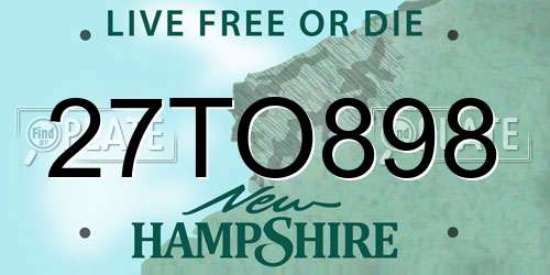 27TO898 New Hampshire License Plate