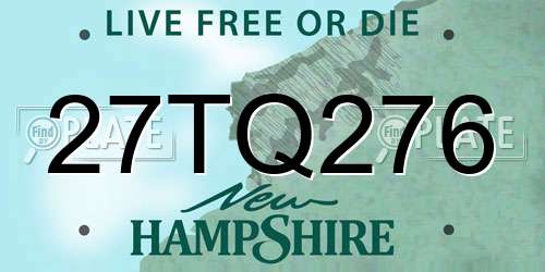 27TQ276 New Hampshire License Plate