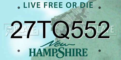 27TQ552 New Hampshire License Plate