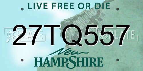 27TQ557 New Hampshire License Plate