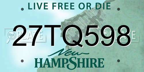 27TQ598 New Hampshire License Plate