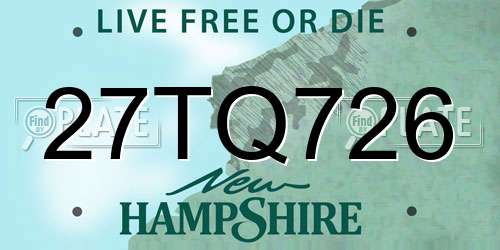 27TQ726 New Hampshire License Plate