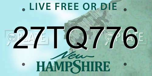 27TQ776 New Hampshire License Plate
