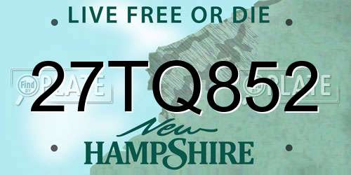 27TQ852 New Hampshire License Plate