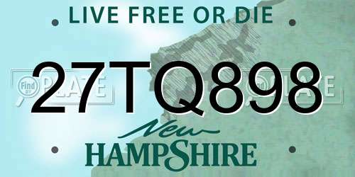 27TQ898 New Hampshire License Plate