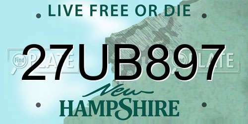 27UB897 New Hampshire License Plate