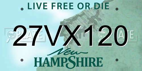 27VX120 New Hampshire License Plate