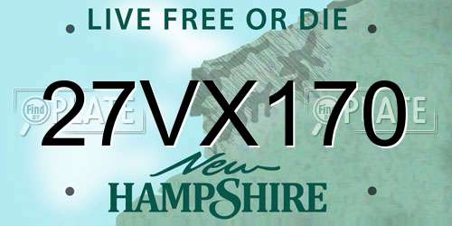27VX170 New Hampshire License Plate
