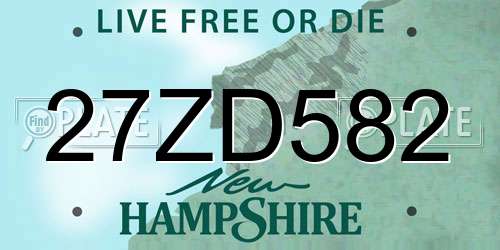 27ZD582 New Hampshire License Plate