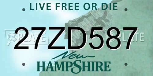 27ZD587 New Hampshire License Plate
