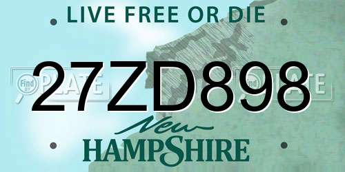 27ZD898 New Hampshire License Plate