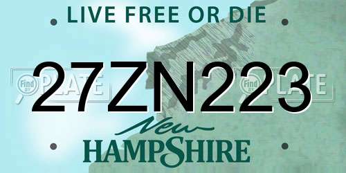 27ZN223 New Hampshire License Plate