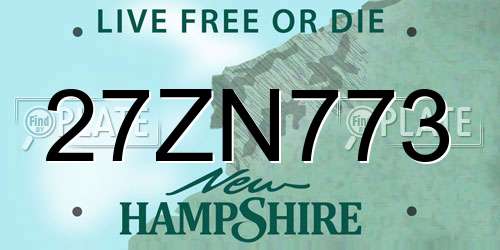 27ZN773 New Hampshire License Plate
