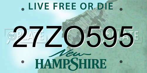 27ZO595 New Hampshire License Plate