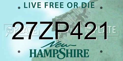 27ZP421 New Hampshire License Plate