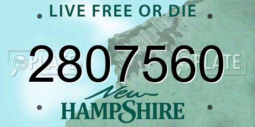 2807560 New Hampshire License Plate