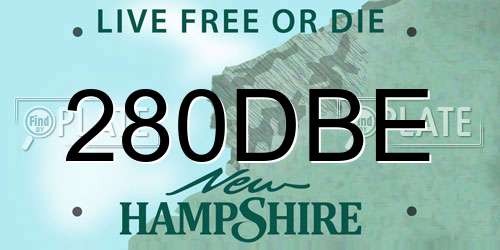 280DBE New Hampshire License Plate