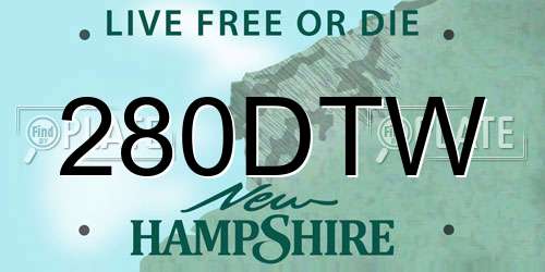280DTW New Hampshire License Plate