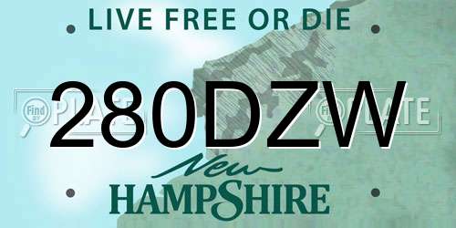 280DZW New Hampshire License Plate