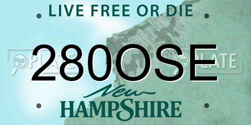 280OSE New Hampshire License Plate