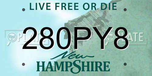 280PY8 New Hampshire License Plate