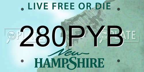 280PYB New Hampshire License Plate