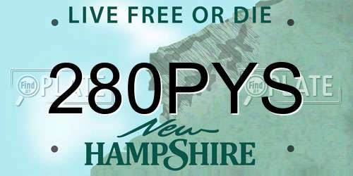 280PYS New Hampshire License Plate