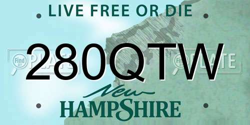280QTW New Hampshire License Plate