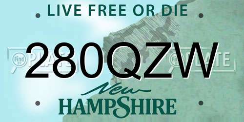 280QZW New Hampshire License Plate