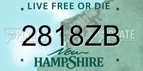 2818ZB New Hampshire License Plate
