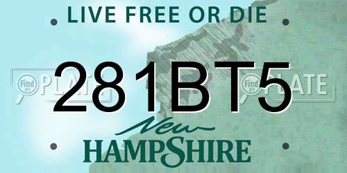 281BT5 New Hampshire License Plate