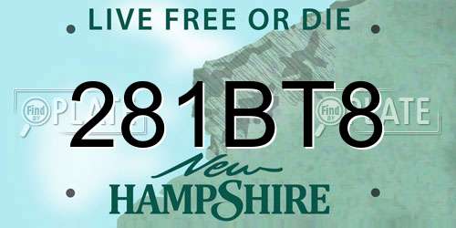 281BT8 New Hampshire License Plate