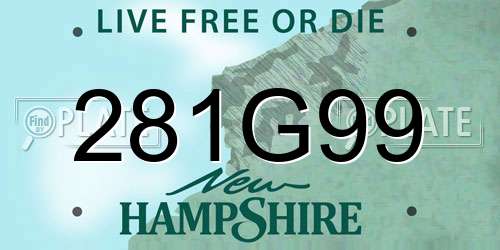 281G99 New Hampshire License Plate