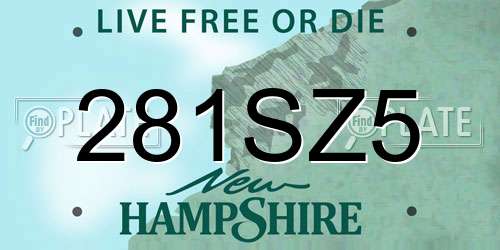 281SZ5 New Hampshire License Plate