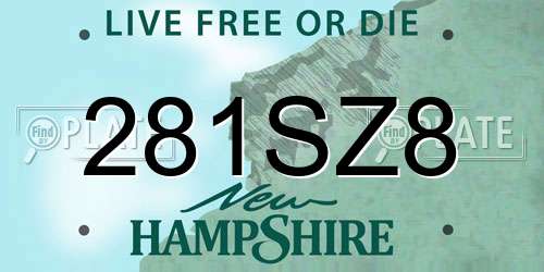 281SZ8 New Hampshire License Plate
