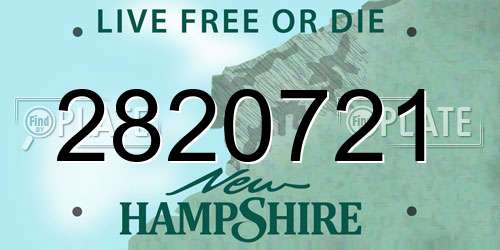 2820721 New Hampshire License Plate