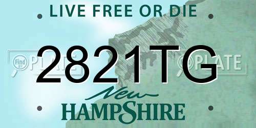 2821TG New Hampshire License Plate
