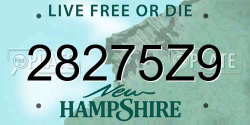 28275Z9 New Hampshire License Plate