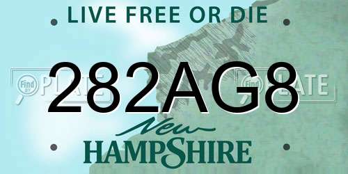 282AG8 New Hampshire License Plate