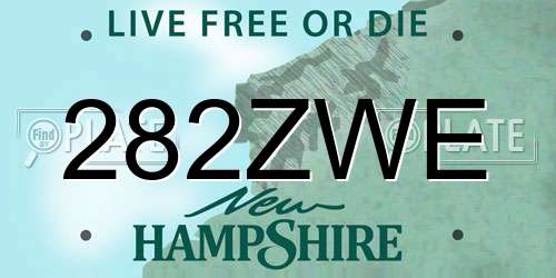 282ZWE New Hampshire License Plate