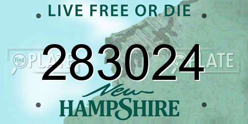 283024 New Hampshire License Plate