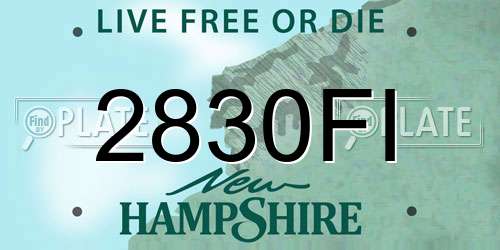 2830FI New Hampshire License Plate