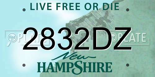 2832DZ New Hampshire License Plate