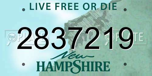 2837219 New Hampshire License Plate